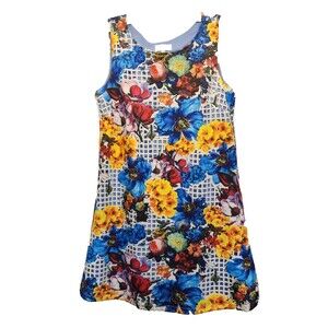 Sleeveless Floral Geometric Pattern Cutout Dress Signature By Robbie Bee MEDIUM